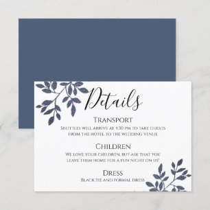 Invitation Parties scintillant Blue Grey Mariage Botanique Dé