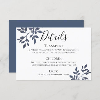 Invitation Parties scintillant Blue Grey Mariage Botanique Dé