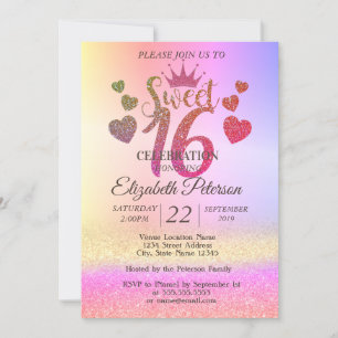 Invitation Parties scintillant branchée Bokeh Ombre, Tiara, S