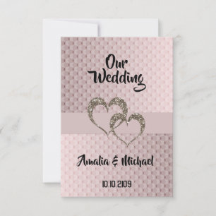 Invitation Parties scintillant brillant paillette deux coeurs