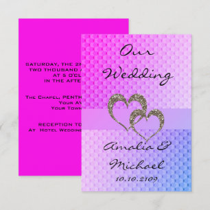 Invitation Parties scintillant brillant paillette deux coeurs