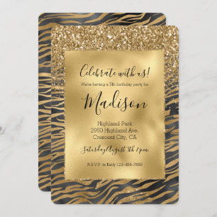 Invitation Parties scintillant brillante noire or Sparkle Zeb