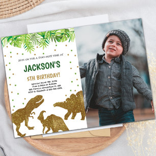 Invitation Parties scintillant Brown Dinosaur Anniversaire In