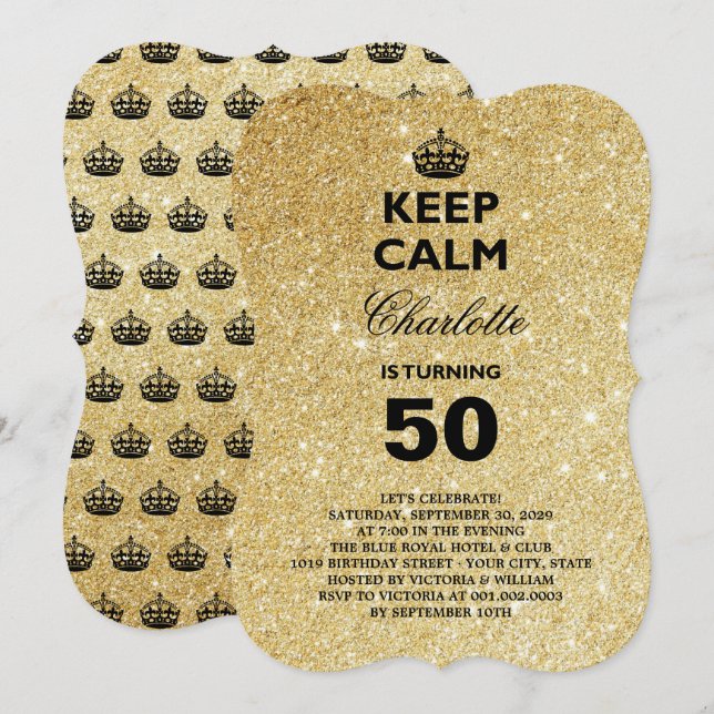 Invitation Parties scintillant calme Jalon Anniversaire Invit (Devant / Derrière)