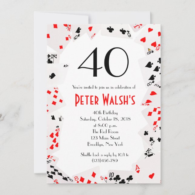 Invitation Parties scintillant Casino Las Vegas Anniversaire  (Devant)