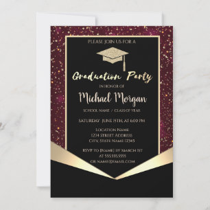 Invitation Parties scintillant Casquette, Confetti Bourgogne