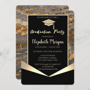 Invitation Parties scintillant Casquette, Confetti Marbre Pie