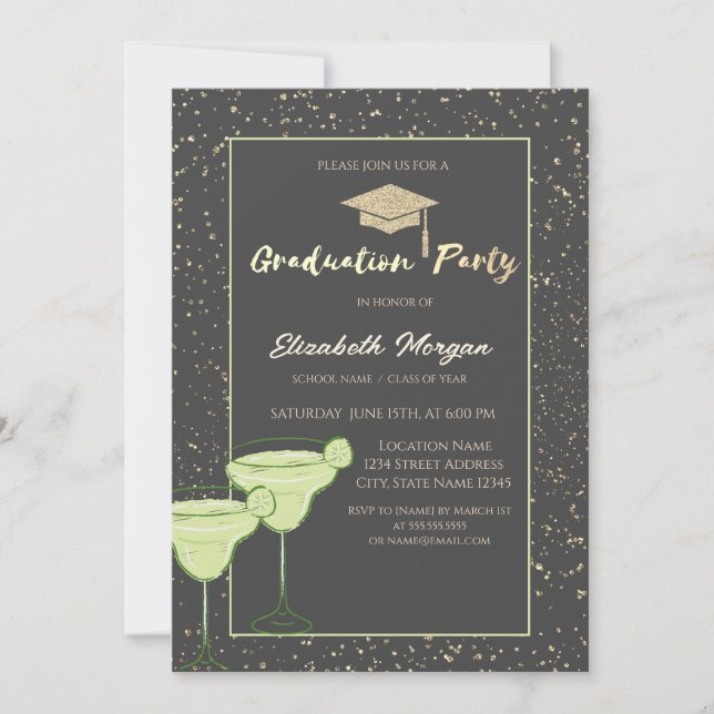 Invitation Parties scintillant Casquette, Confetti, Martini (Devant)