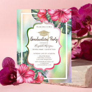 Invitation Parties scintillant Casquette Hibiscus Holographi
