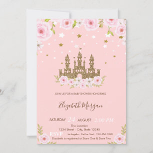 Invitation Parties scintillant Castle Stars Baby shower Fleur