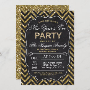 Invitation Parties scintillant Chalk Nouvel An de la Soirée I