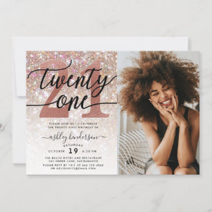 Invitation Parties scintillant Champagne 21e anniversaire Pho