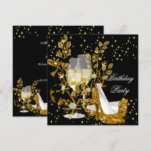 Invitation Parties scintillant Champagne d'or talons hauts An