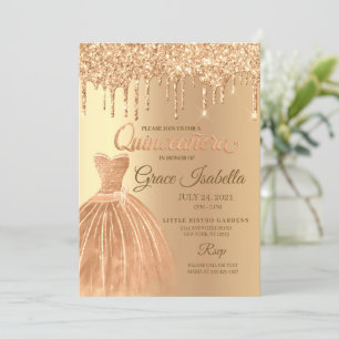 Invitation Parties scintillant Champagne Drift Quinceanera An