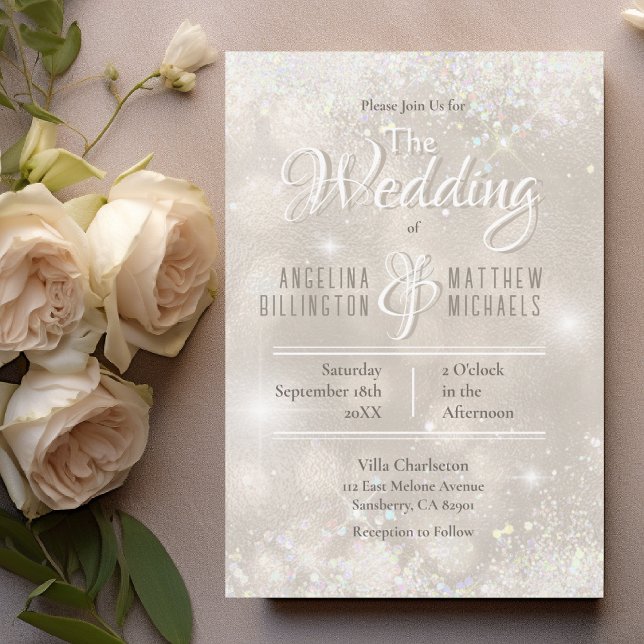 Invitation Parties scintillant Champagne glamour Mariage de l (Glamorous Champagne Glitter Luxury Wedding Invitation)