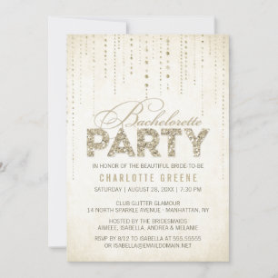 Invitation Parties scintillant Champagne Gold Look Bacheloret