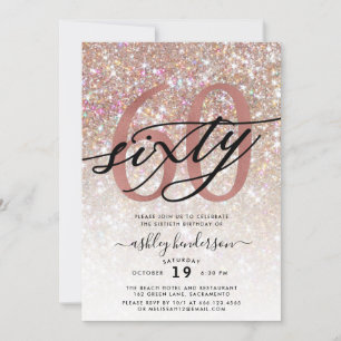Invitation Parties scintillant Champagne moderne 60e annivers
