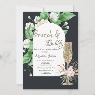 Invitation Parties scintillant Champagne Verre Fleurs blanche