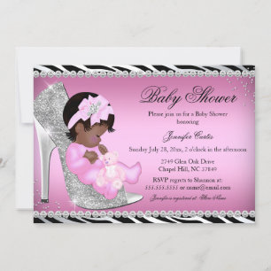 Invitation Parties scintillant Chaussure et bébé fille Baby s