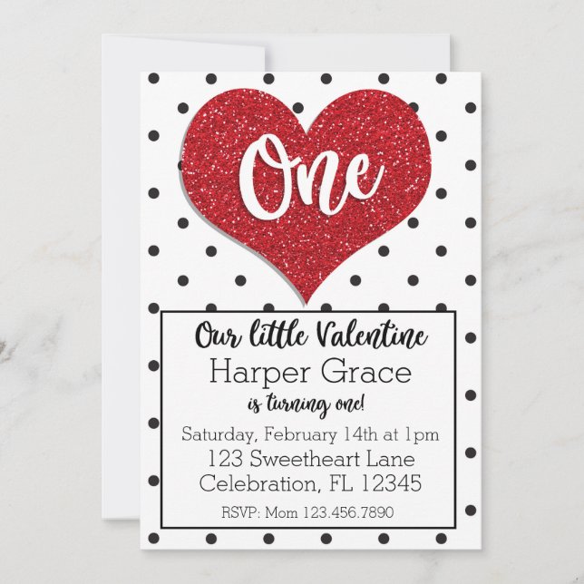 Invitation Parties scintillant Chérie Valentines Fille Premie (Devant)