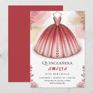 Invitation Parties scintillant chic et Floral Quinceañera