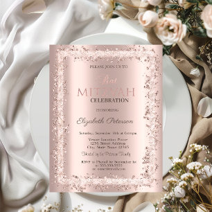 Invitation Parties scintillant chic  Rose or Bat mitzvah