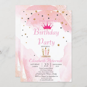 Invitation Parties scintillant Chic Tiara, Bougies, Étoiles A
