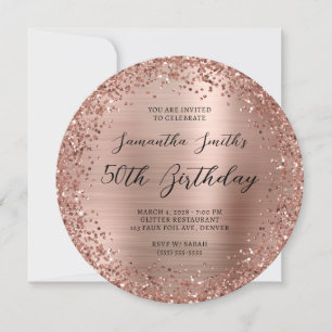 Invitation Parties scintillant circulaire Rose Gold Foil 50e 