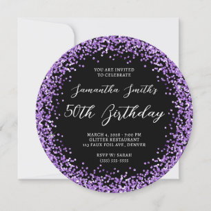 Invitation Parties scintillant circulaire violet noir 50e ann