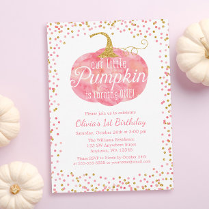 Invitation Parties scintillant Citrouille aquarelle fille pre