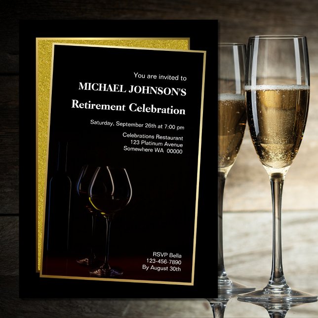 Invitation Parties scintillant Classy Black Gold (Créateur téléchargé)