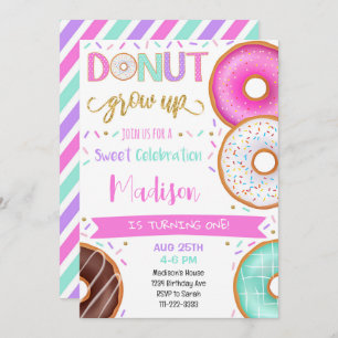 Invitation Parties scintillant colorée Donuts Anniversaire Fê