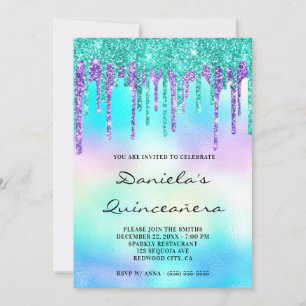 Invitation Parties scintillant colorée goutte Iridescente Qui