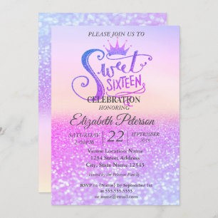 Invitation Parties scintillant Colorful Bokeh Ombre, Tiara Sw