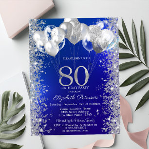 Invitation Parties scintillant Confetti Ballons Marine Bleu 8