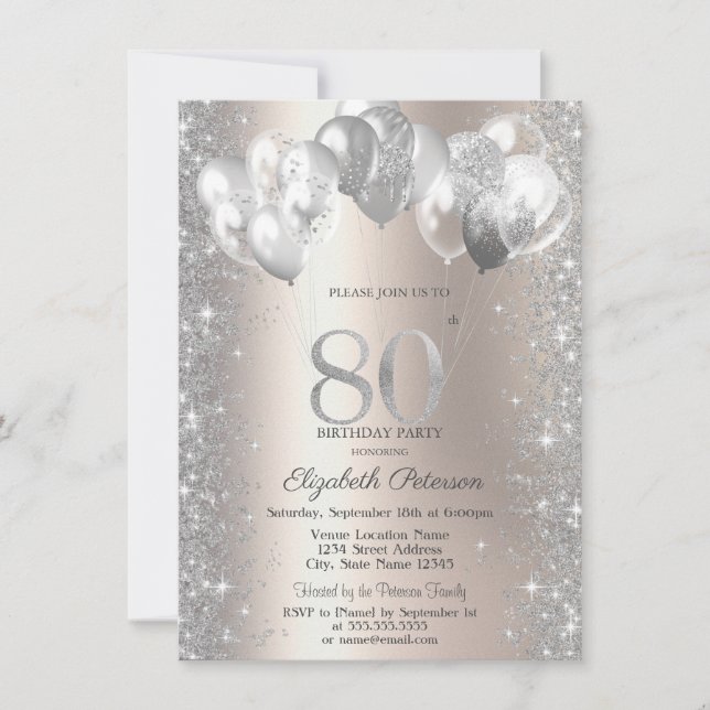 Invitation Parties scintillant Confetti Balloons Champagne 80 (Devant)