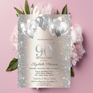 Invitation Parties scintillant Confetti Balloons Champagne 90