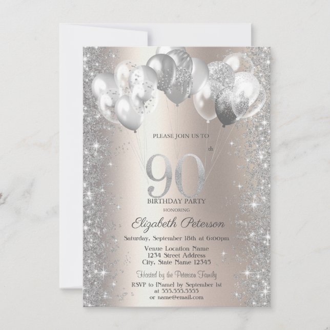 Invitation Parties scintillant Confetti Balloons Champagne 90 (Devant)