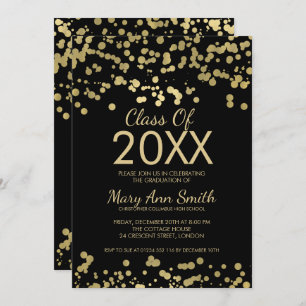 Invitation Parties scintillant Confetti Gold & Black Foil