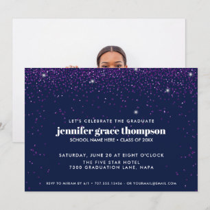 Invitation Parties scintillant Confetti Purple Blue Photo Gra