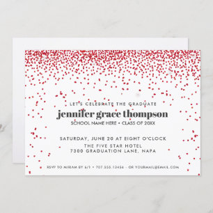 Invitation Parties scintillant Confetti Red White Photo Gradu