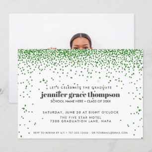 Invitation Parties scintillant Confetti Vert Blanc Photo Grad