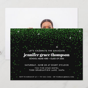 Invitation Parties scintillant Confetti Vert noir photo Grad 