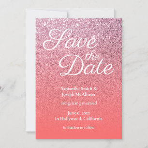 Invitation Parties scintillant Coral Pink Ombre Enregistrer l