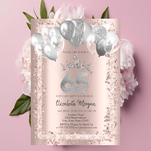 Invitation Parties scintillant, Couronne d'argent, Ballons 65