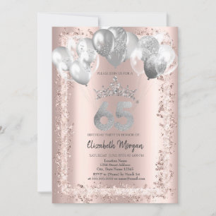 Invitation Parties scintillant, Couronne d'argent, Ballons 65