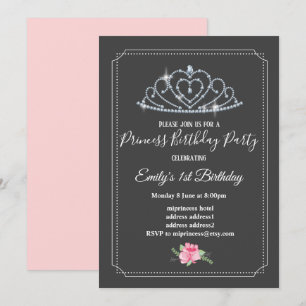 Invitation parties scintillant couronne, princesse, princesse