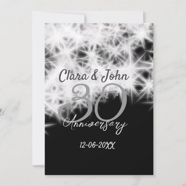 Invitation Parties scintillant d'anniversaire du 30e mariage  (Devant)
