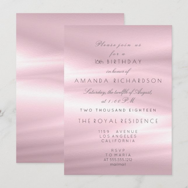 Invitation Parties scintillant d'anniversaire minimale Pastel (Devant / Derrière)