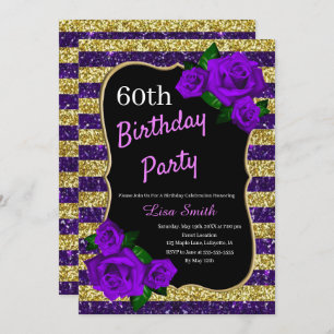 Invitation Parties scintillant d'anniversaire Purple Gold Str